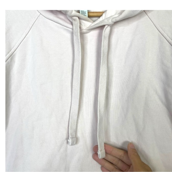 COS Sweatshirt Hoodie Women Large Long Sleeve Raglan Drawstring Side Slit Pink - Picture 6 of 11